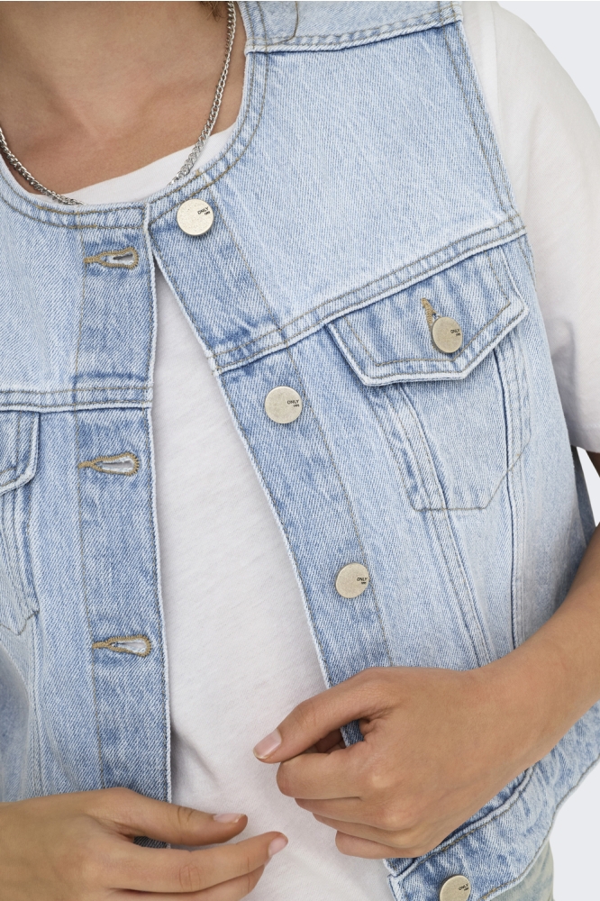 ONLFELIZ DNM WAISTCOAT ROUND COLLAR 15351937 Light Blue Denim